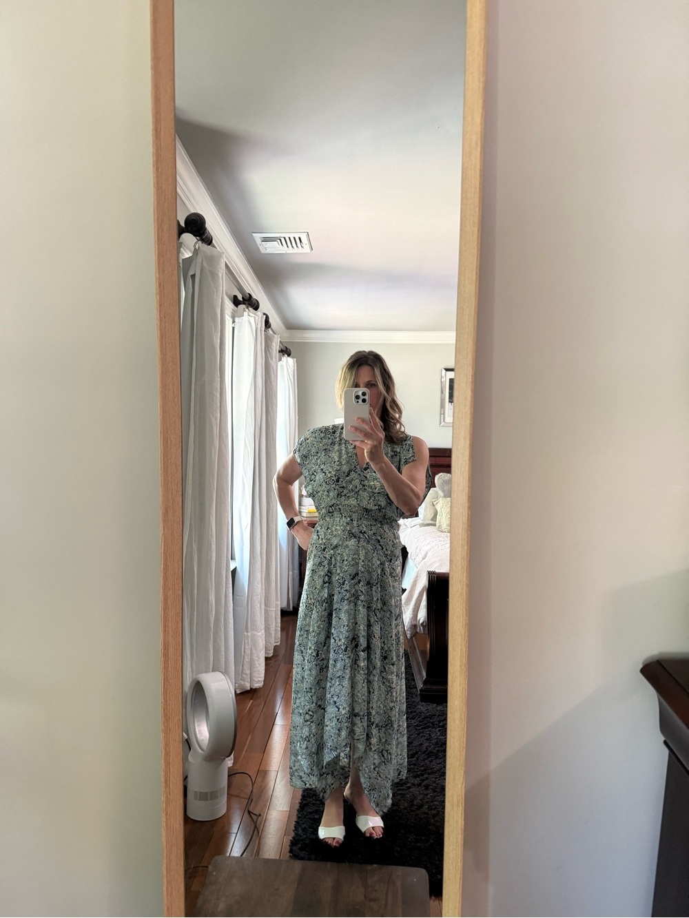 Maje Light Blue Floral Wrap-Style Maxi Dress